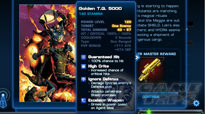 Marvel: Avengers Alliance: Golden Weapon Gears – Chapter Mastery Rewards