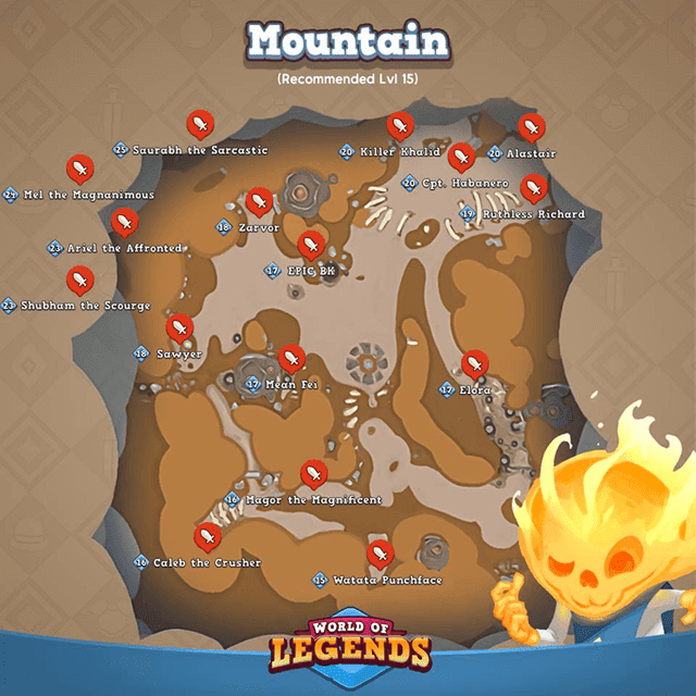 World of Legends: Mountains Map Legendary Gears Boss Drops and Locations